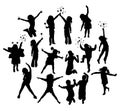 Happy Children Activity Silhouettes Royalty Free Stock Photo