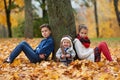 Happy children in autumn park Royalty Free Stock Photo