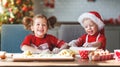 Happy children bake christmas cookies Royalty Free Stock Photo