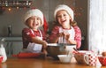 Happy children bake christmas cookies Royalty Free Stock Photo