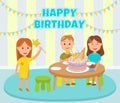 Happy Children Birthday Party Celebration Cartoon Royalty Free Stock Photo