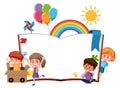 Happy children blank book template