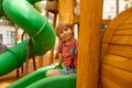 Happy children, boys, playing on playground in Tel Aviv, israel on hot summer day Royalty Free Stock Photo