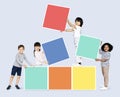 Happy children building colorful blocks Royalty Free Stock Photo