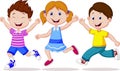 Happy children cartoon running