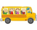 Happy children cartoon on school bus Royalty Free Stock Photo