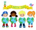 Happy children celebrate Earth Day.