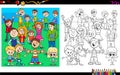 Happy children characters coloring book Royalty Free Stock Photo