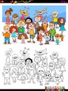 Happy children characters group coloring book Royalty Free Stock Photo