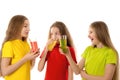 Happy children drinking juice Royalty Free Stock Photo