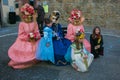 Happy children at the famous carnival of Figli di Bocco in Castiglion Fibocchi, Italy