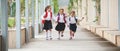 Happy children girlfriend schoolgirl student elementary school Royalty Free Stock Photo