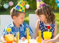 Happy children having fun at birthday party Royalty Free Stock Photo