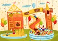 Happy children having fun together in playroom, people vector illustration Royalty Free Stock Photo