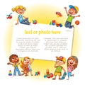 Happy children holding blank poster Royalty Free Stock Photo