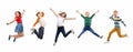 Happy children jumping over white background Royalty Free Stock Photo