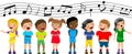 Happy Children Kid Singing Chorus Isolated
