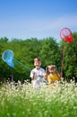 Happy children on meadow