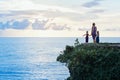 Happy children with mother have fun on summer beach holiday Royalty Free Stock Photo