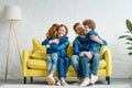 Happy children and parents hugging Royalty Free Stock Photo