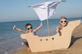 Happy children playing on the beach at the day time Royalty Free Stock Photo