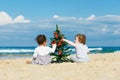 Happy children playing on the beach Royalty Free Stock Photo