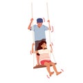 Happy Children Playing together Swinging on Seesaw. Little Boy and Girl Friends or Brother with Sister Characters Fun Royalty Free Stock Photo