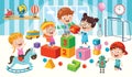 Happy Children Playing With Toys Royalty Free Stock Photo