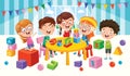 Happy Children Playing With Toys Royalty Free Stock Photo