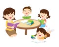 Happy Children reading book Back to School Concept kids and book Royalty Free Stock Photo