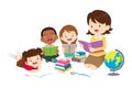 Happy Children reading book Back to School Concept kids and book Royalty Free Stock Photo