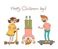 Happy Children`s Day. Doodle children