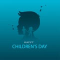 happy children\'s day group of kids running background. abstract vector illustration