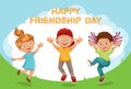 Happy Children`s day. 1 June. Cute cartoon kids Royalty Free Stock Photo