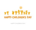 Happy Children`s Day. Sunny yellow flat design of social logo. Royalty Free Stock Photo