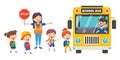 Happy Children And School Bus Royalty Free Stock Photo