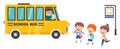 Happy Children And School Bus Royalty Free Stock Photo