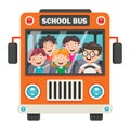 Happy Children And School Bus Royalty Free Stock Photo