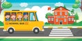 Happy Children And School Bus Royalty Free Stock Photo