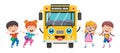 Happy Children And School Bus Royalty Free Stock Photo