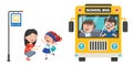 Happy Children And School Bus Royalty Free Stock Photo
