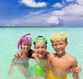 Happy children in sea Royalty Free Stock Photo