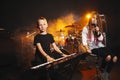 Children singing and playing music in recording studio Royalty Free Stock Photo