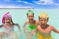 Happy children snorkeling Royalty Free Stock Photo