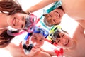 Happy children with snorkels Royalty Free Stock Photo