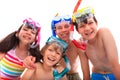 Happy children with snorkels Royalty Free Stock Photo