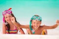 Happy children with snorkels Royalty Free Stock Photo