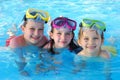 Happy children swimming