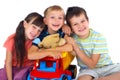 Happy children with toys Royalty Free Stock Photo