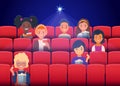 Happy children watching movies at the cinema Royalty Free Stock Photo